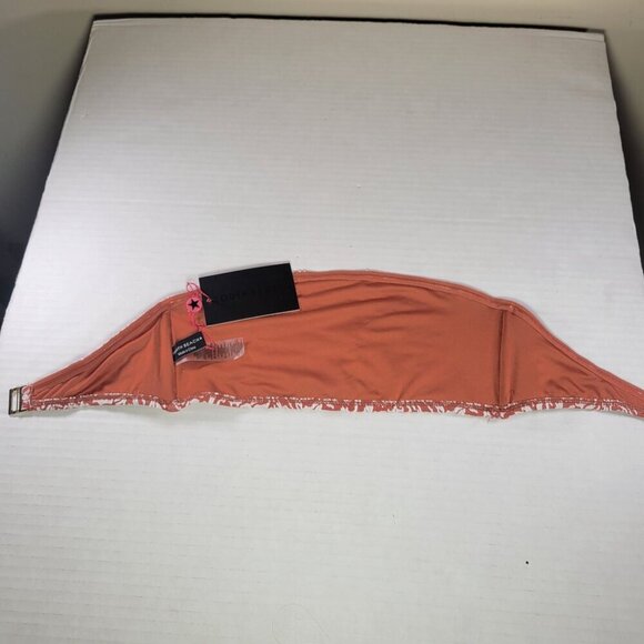 South Beach Women Printed Coral & White Bandeau Bikini Top Size 6 - Picture 8 of 9